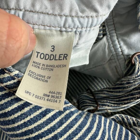 OshKosh B’gosh Toddler Railroad Stripe Overalls Size 3 Vintage Blue Denim - Picture 9 of 12